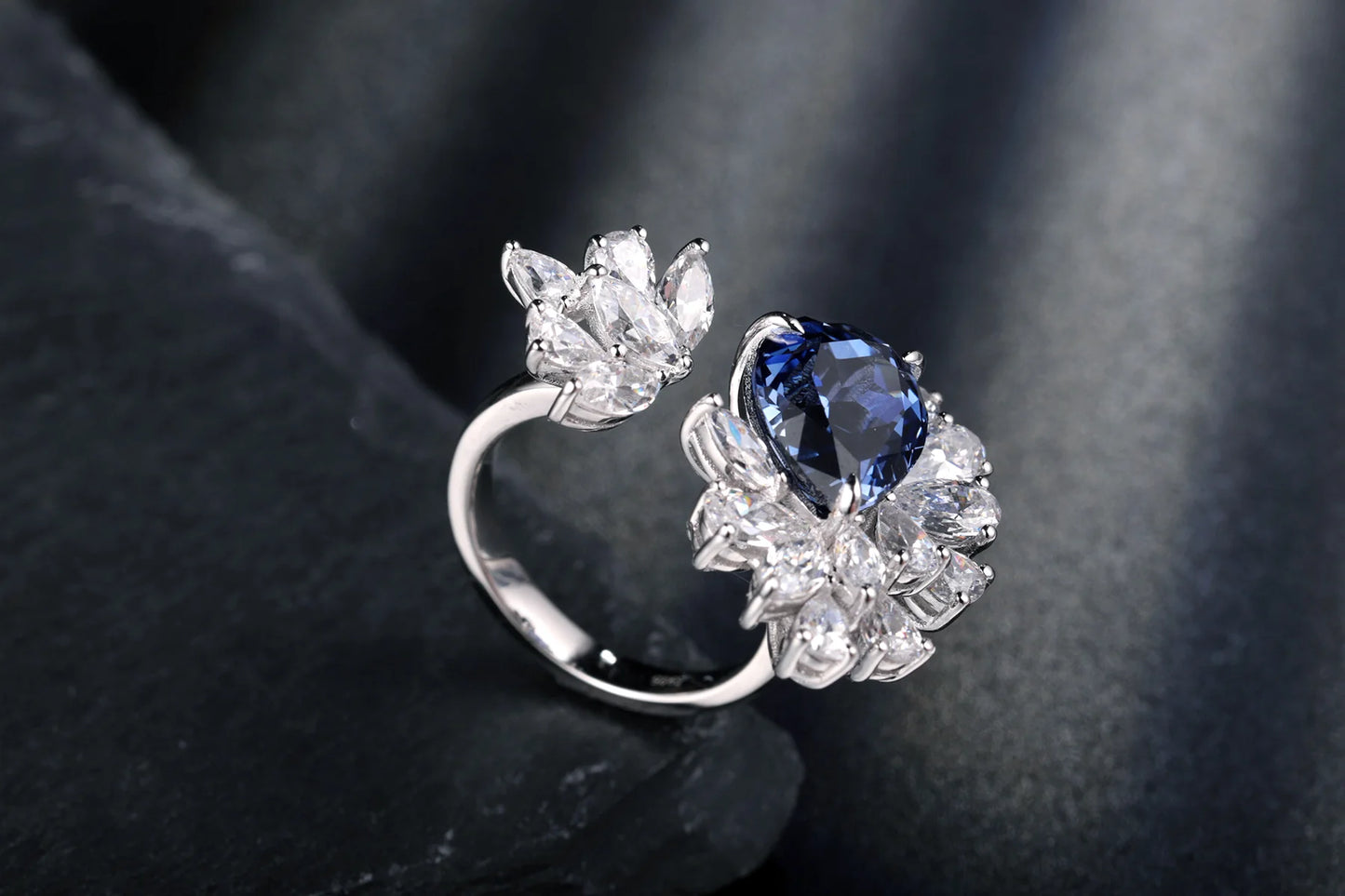 Pear Shape Sapphire Open Ring