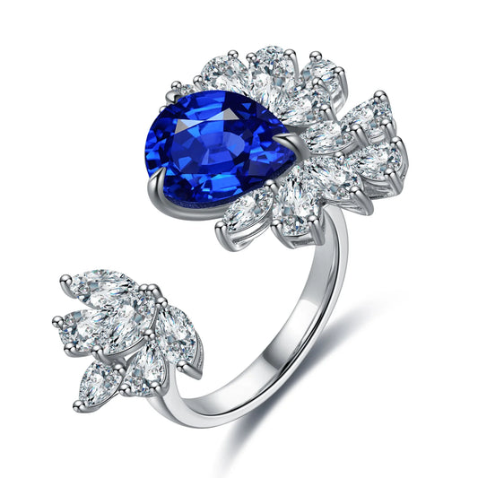 Pear Shape Sapphire Open Ring