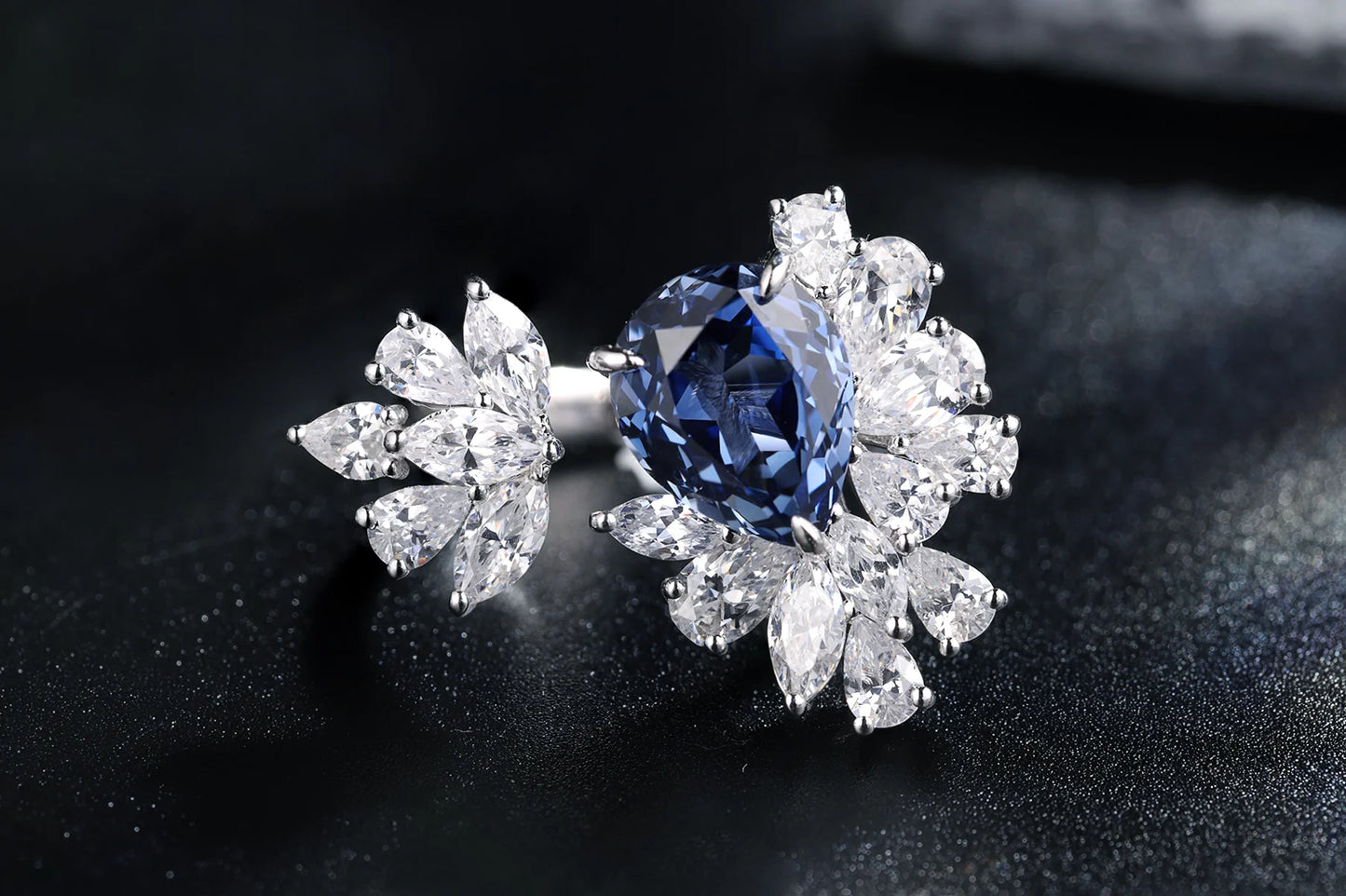 Pear Shape Sapphire Open Ring
